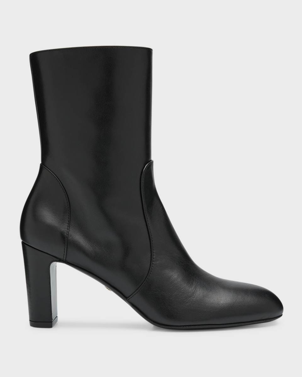 Vida Leather Block-Heel Booties